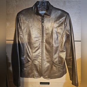 Bernardo Design Lamb Bronze Leather Jacket